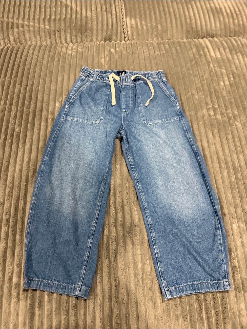 GAP Women's Light Blue Barrel Drawstring Jeans Small Petite